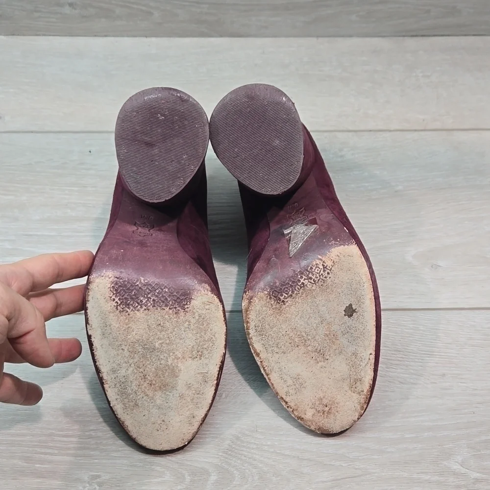Tory Burch Womens Lucia Suede Heels wine shoes sz 8M